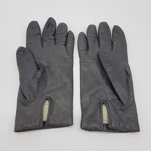 Vintage Gray Genuine Leather 100% Wool Lined Gloves by Alexanders Made In Italy - Picture 2 of 7